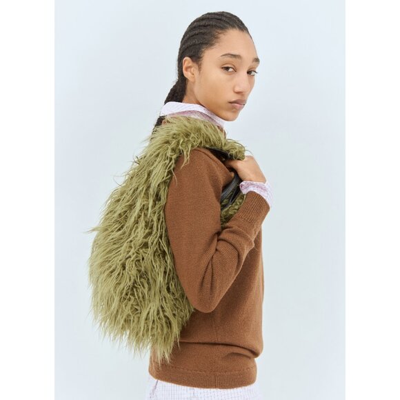 Dries Van Noten Fuzzy Tote Bag in Green - Picture 2 of 16
